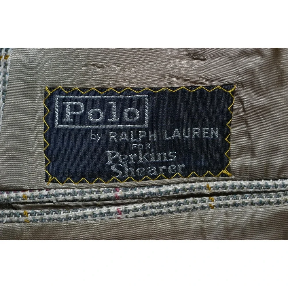 VTG Polo‎ Ralph Lauren Blazer Mens 41L Gray Windowpane Check Made USA Sport Coat